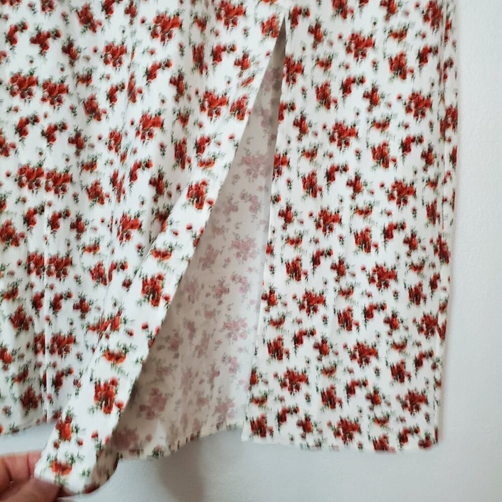 Daniel Bernstein Plus Size Skirt Size 1X Front Slit Small Rose Print Side Zip - Picture 5 of 10